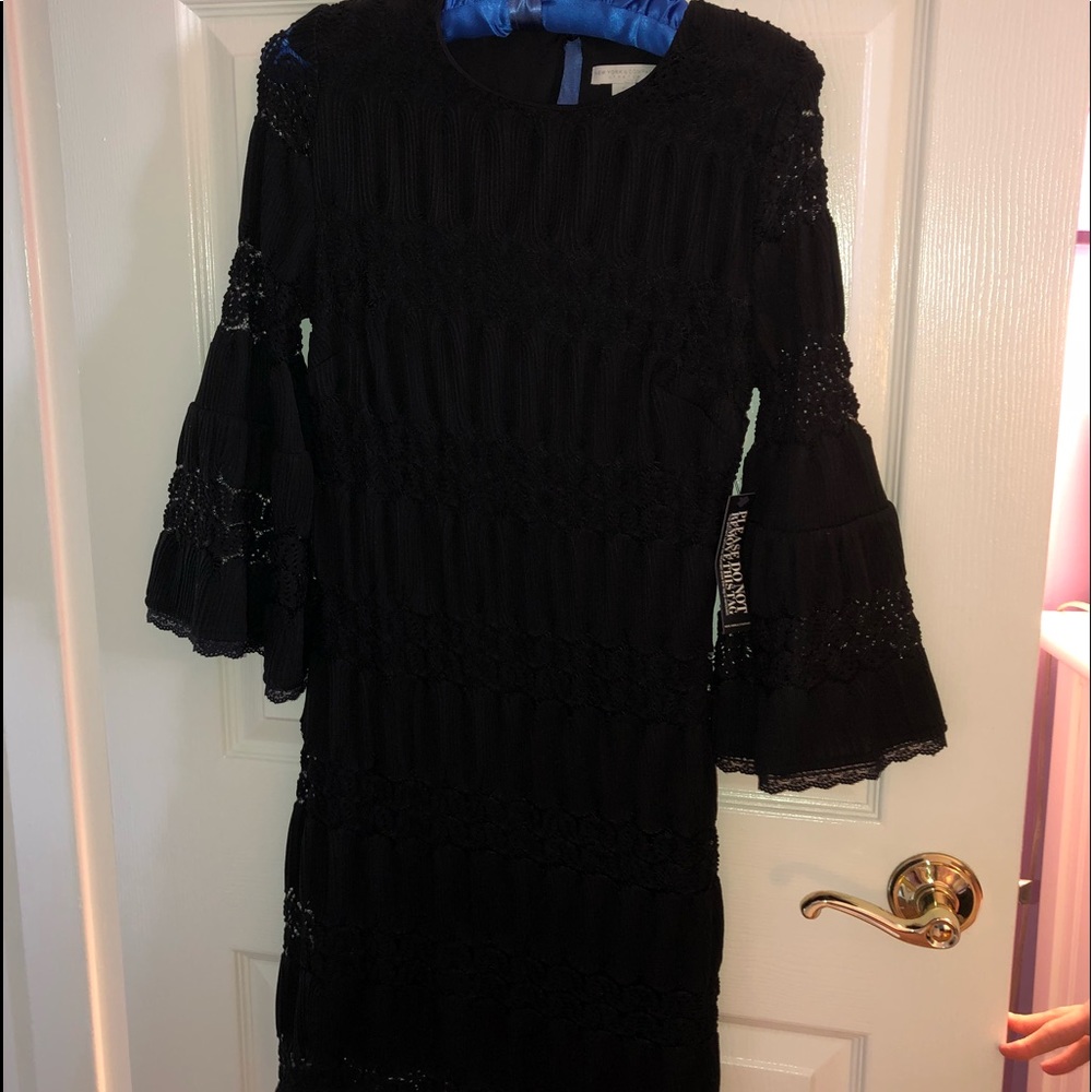 New York and Company Long Sleeve Black Lace Dress